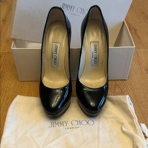 Jimmy Choo Black Patent Leather Platform Pumps